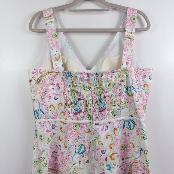 Vintage Paisley Floral Karin Stevens Dress Size 14 Fairycore Smocked Cottage - Picture 9 of 16